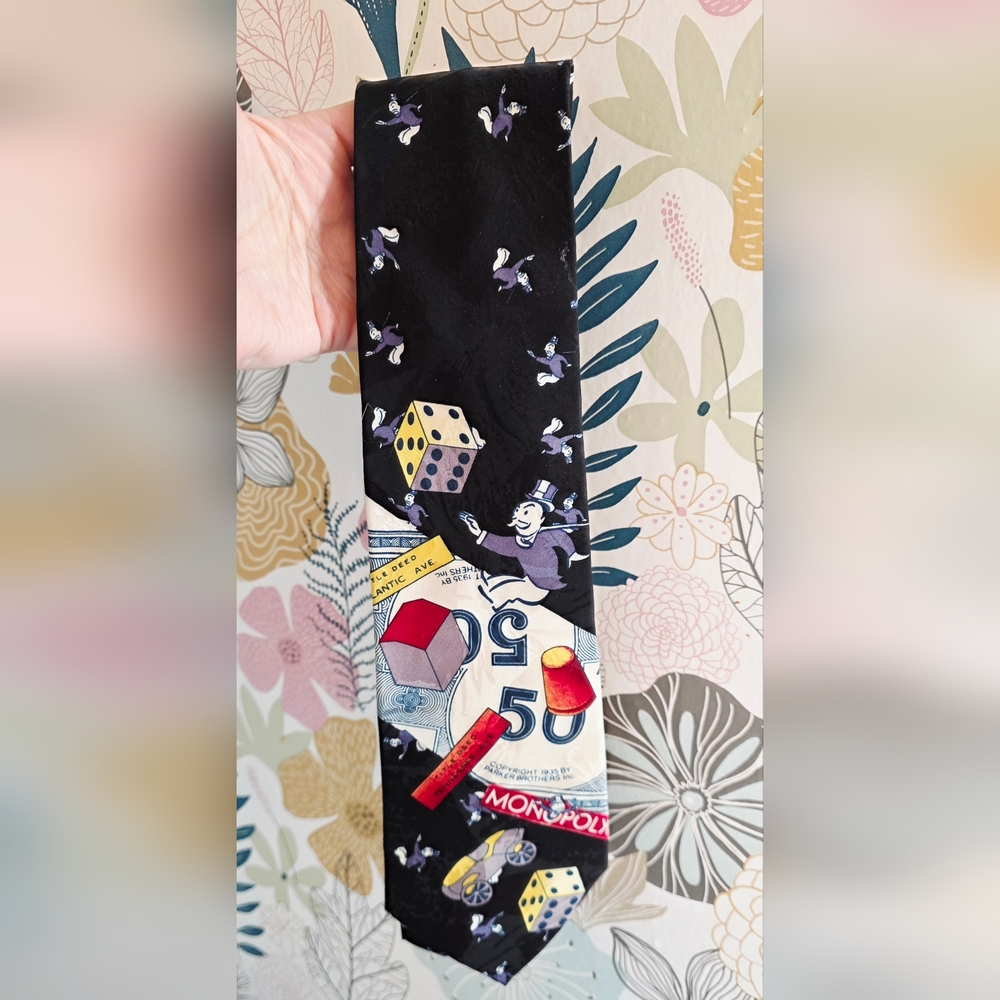Vintage 90s Monopoly Themed Black Tie